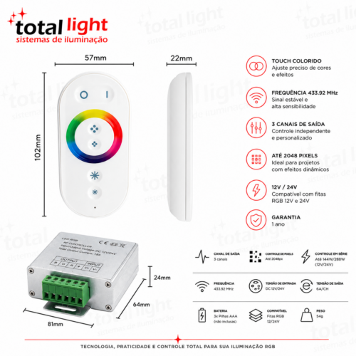 Controle Touch RGB - TL0126