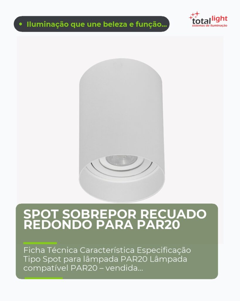 SPOT SOBREPOR RECUADO REDONDO PARA PAR20